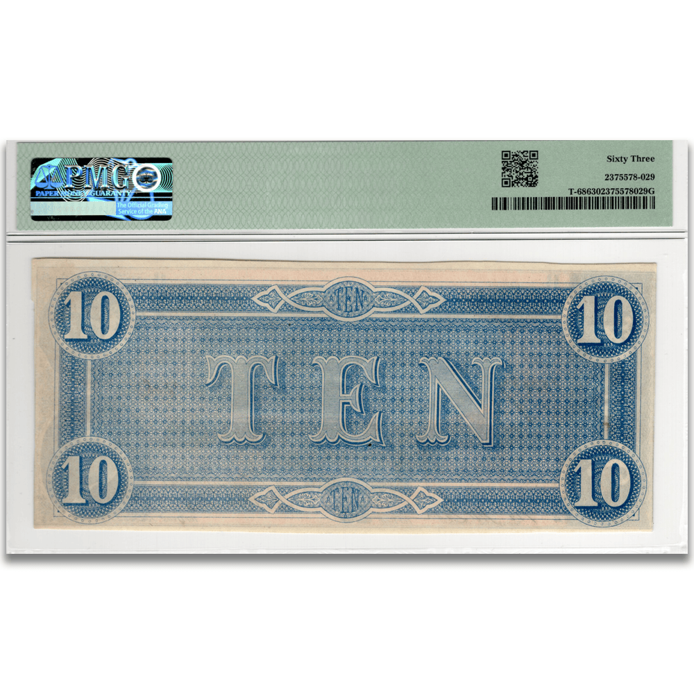$10 1864 Confederate States of America Note PMG 63 Gold & Silver Pawn Shop