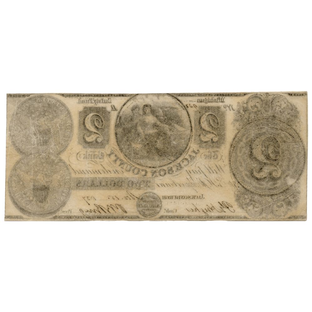 1837 Jackson County Bank $2 Gold & Silver Pawn Shop