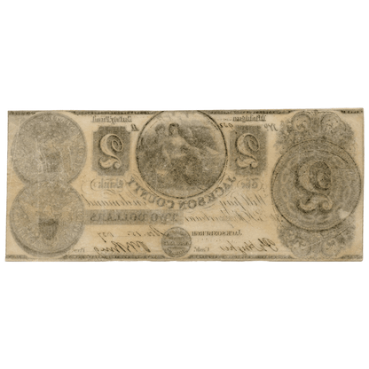 1837 Jackson County Bank $2 Gold & Silver Pawn Shop