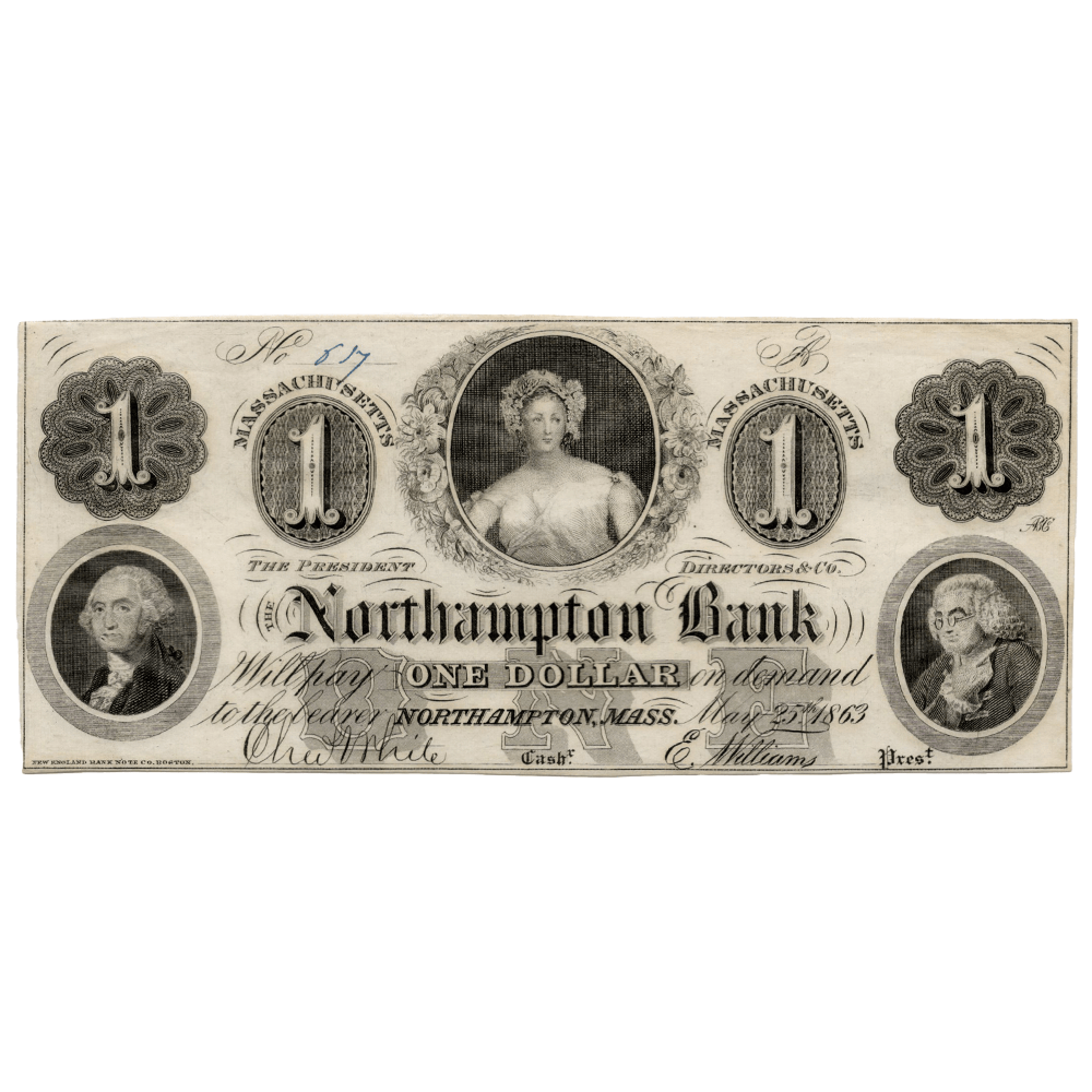 1863 Northampton Bank $1 Gold & Silver Pawn Shop