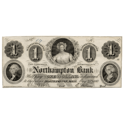 1863 Northampton Bank $1 Gold & Silver Pawn Shop