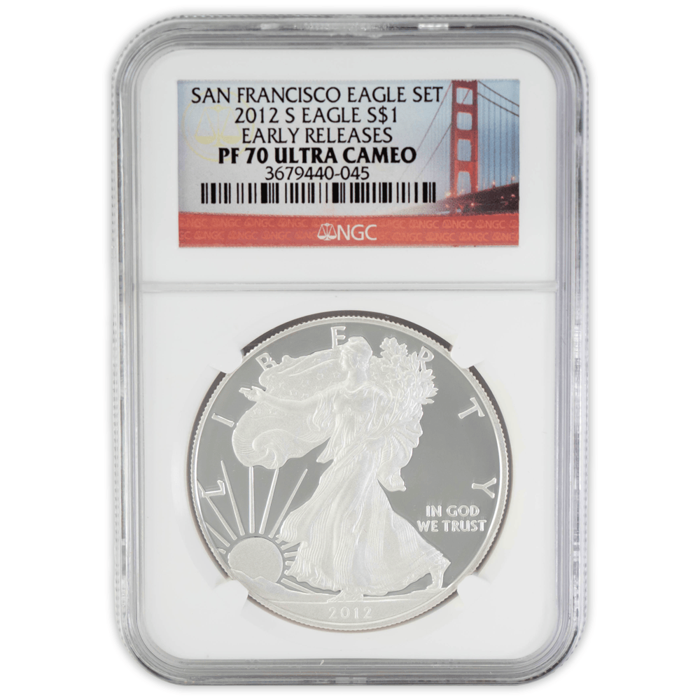 2012 S Eagle S$1 Early Releases PF 70 Ultra Cameo NGC Gold & Silver Pawn Shop