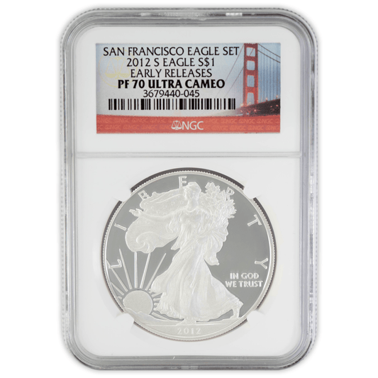 2012 S Eagle S$1 Early Releases PF 70 Ultra Cameo NGC Gold & Silver Pawn Shop