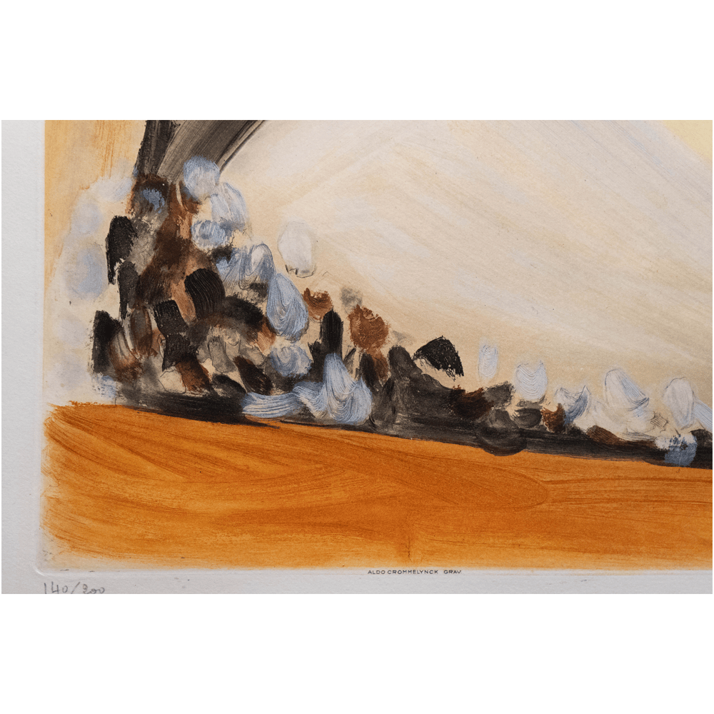 Detailed view of lower left corner of Picasso's 1956 La Corrida aquatint