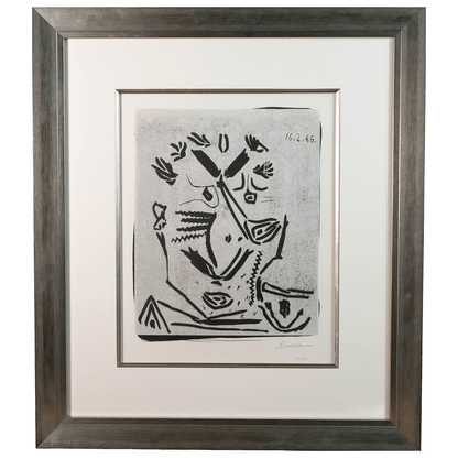Portrait d'Homme, Notre Dame de Vie, 1966.  Framed original linocut by Picasso