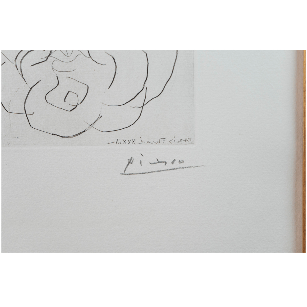 Picasso's signature below etching with engraved date in reverse, by Picasso
