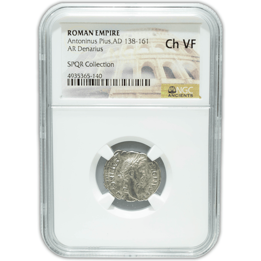 Roman Empire Antonius Plus, AD 138-161 Ch VF NGC Gold & Silver Pawn Shop