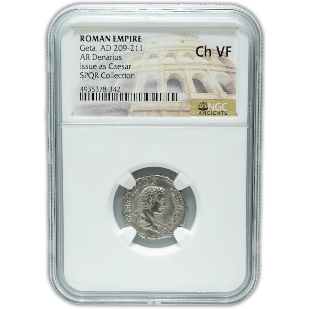 Roman Empire Geta, AD 209-211 NGC Ch VF Gold & Silver Pawn Shop