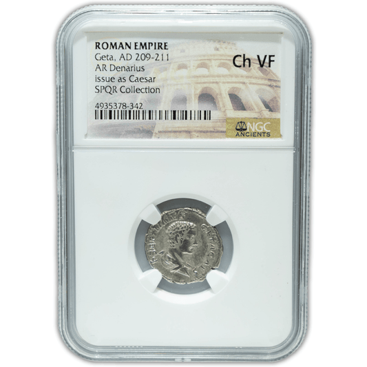Roman Empire Geta, AD 209-211 NGC Ch VF Gold & Silver Pawn Shop