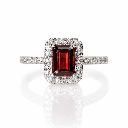 Emerald-Cut Red Stone & Diamond Halo Ring
Gold & Silver Pawn Shop