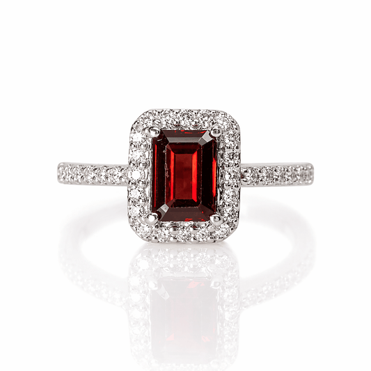 Emerald-Cut Red Stone & Diamond Halo Ring
Gold & Silver Pawn Shop