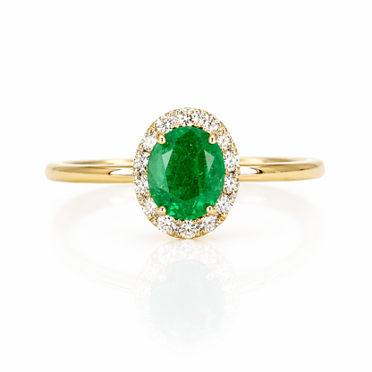 14K Emerald & Diamond Halo Ring Gold & Silver Pawn Shop
