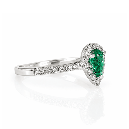 Pear-Shaped Emerald & Diamond Halo Ring
Gold & Silver Pawn Shop