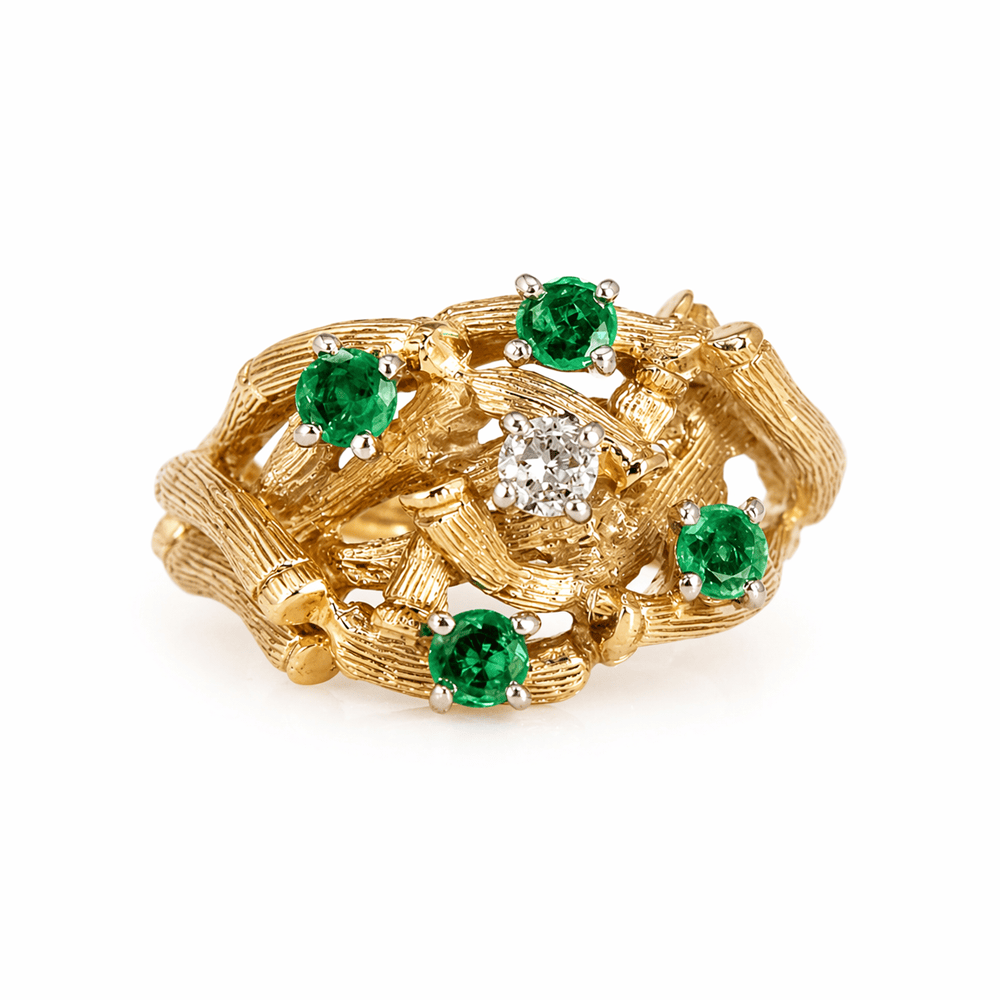 14K Yellow Gold Emerald & Diamond Organic Design Ring
Gold & Silver Pawn Shop