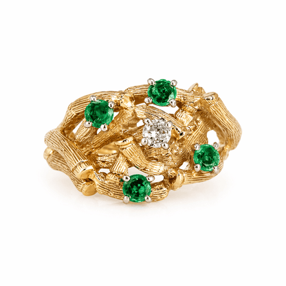 14K Yellow Gold Emerald & Diamond Organic Design Ring
Gold & Silver Pawn Shop