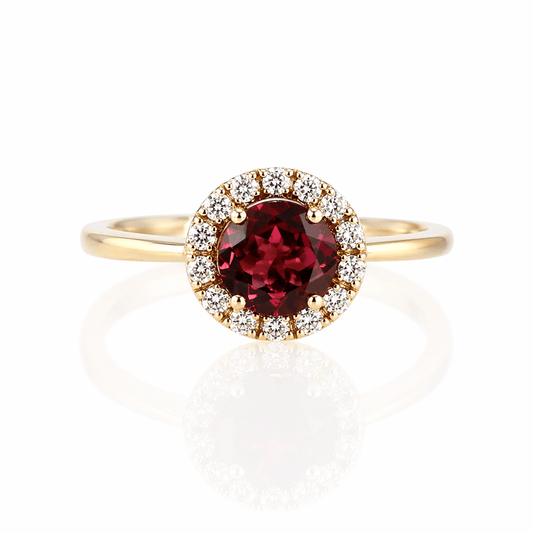 14K Round Cut Tourmaline & Diamond Halo Ring Gold & Silver Pawn Shop