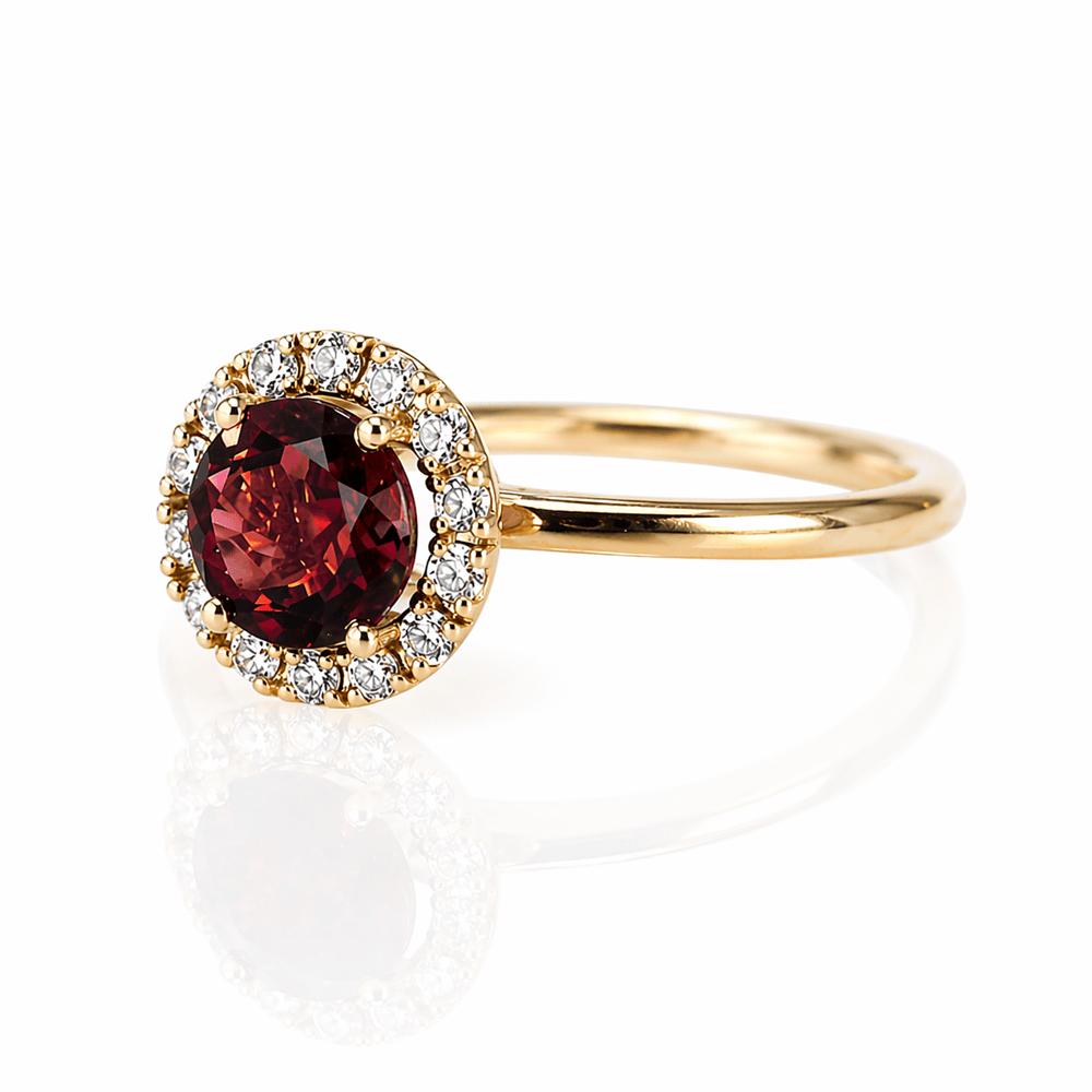 14K Round Cut Tourmaline & Diamond Halo Ring Gold & Silver Pawn Shop