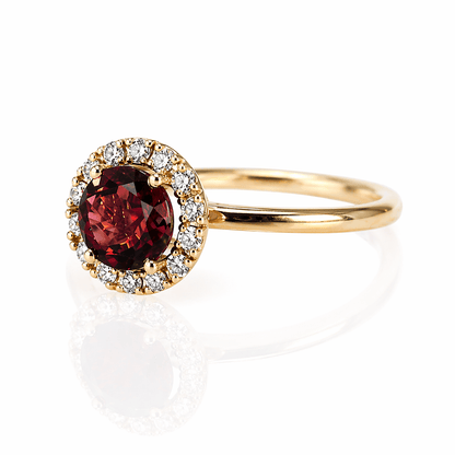 14K Round Cut Tourmaline & Diamond Halo Ring Gold & Silver Pawn Shop