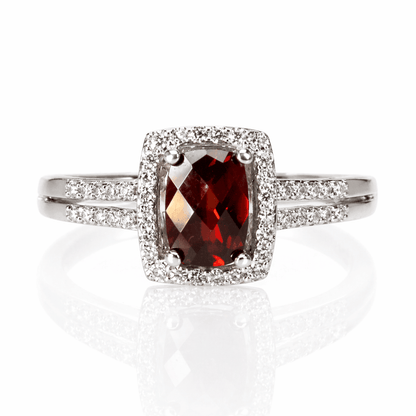 Cushion-Cut Garnet & Diamond Halo Ring in 14K White Gold
Gold & Silver Pawn Shop