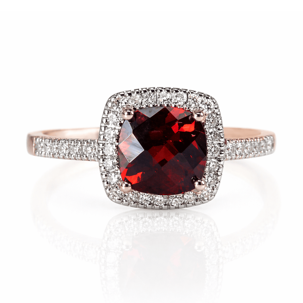 Cushion Cut Garnet With Diamond Halo 10k Gold Ring Gold & Silver Pawn Shop