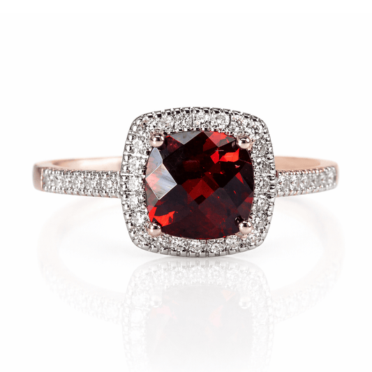 Cushion Cut Garnet With Diamond Halo 10k Gold Ring Gold & Silver Pawn Shop
