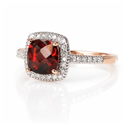Cushion Cut Garnet With Diamond Halo 10k Gold Ring Gold & Silver Pawn Shop
