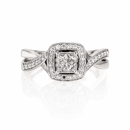 14K Diamond Cluster Halo Ring Gold & Silver Pawn Shop