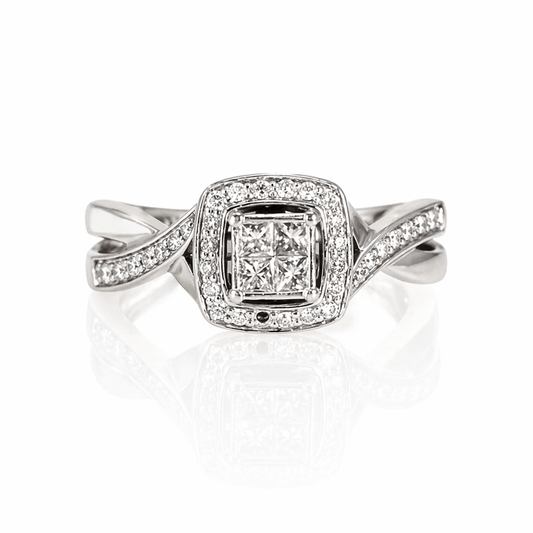 14K Diamond Cluster Halo Ring Gold & Silver Pawn Shop