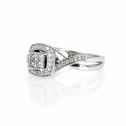 14K Diamond Cluster Halo Ring Gold & Silver Pawn Shop