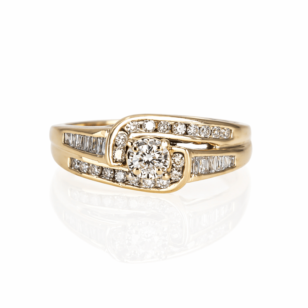 10K Diamond Swirl Band Ring Gold & Silver Pawn Shop