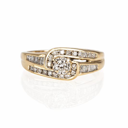 10K Diamond Swirl Band Ring Gold & Silver Pawn Shop