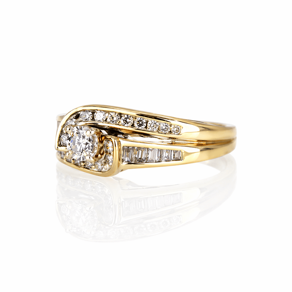 10K Diamond Swirl Band Ring Gold & Silver Pawn Shop
