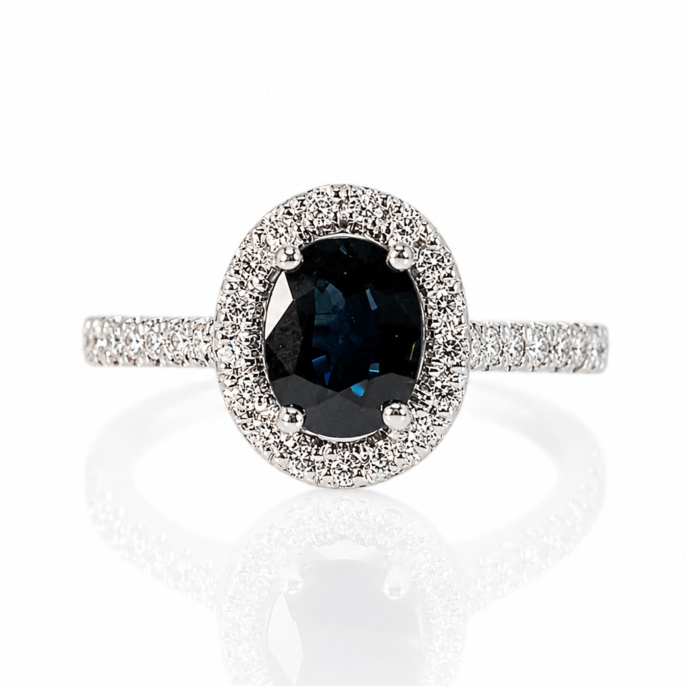14K White Gold Oval Sapphire Diamond Halo Ring
Gold & Silver Pawn Shop
