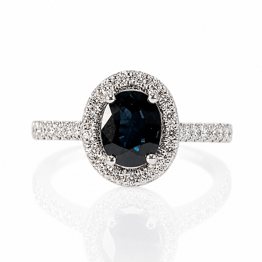 14K White Gold Oval Sapphire Diamond Halo Ring
Gold & Silver Pawn Shop