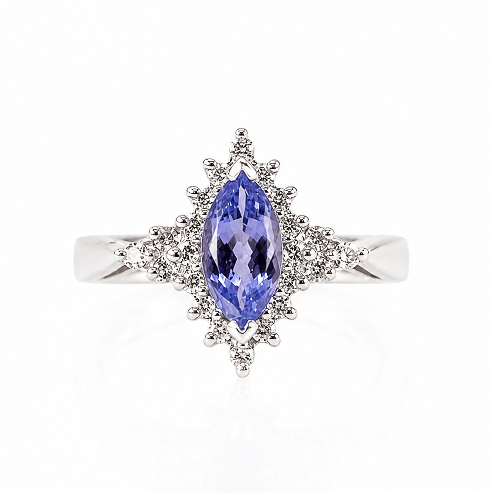 14K White Gold Marquise-Cut Purple Gemstone & Diamond Halo Ring
Gold & Silver Pawn Shop