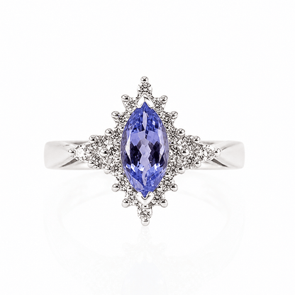 14K White Gold Marquise-Cut Purple Gemstone & Diamond Halo Ring
Gold & Silver Pawn Shop