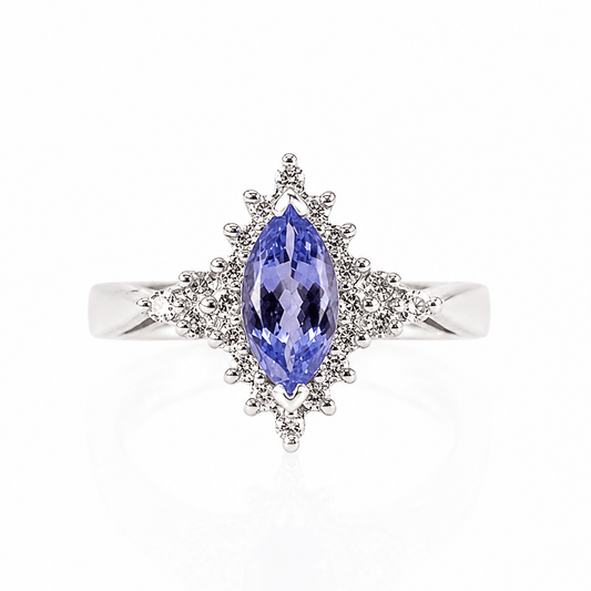 14K White Gold Marquise-Cut Purple Gemstone & Diamond Halo Ring
Gold & Silver Pawn Shop
