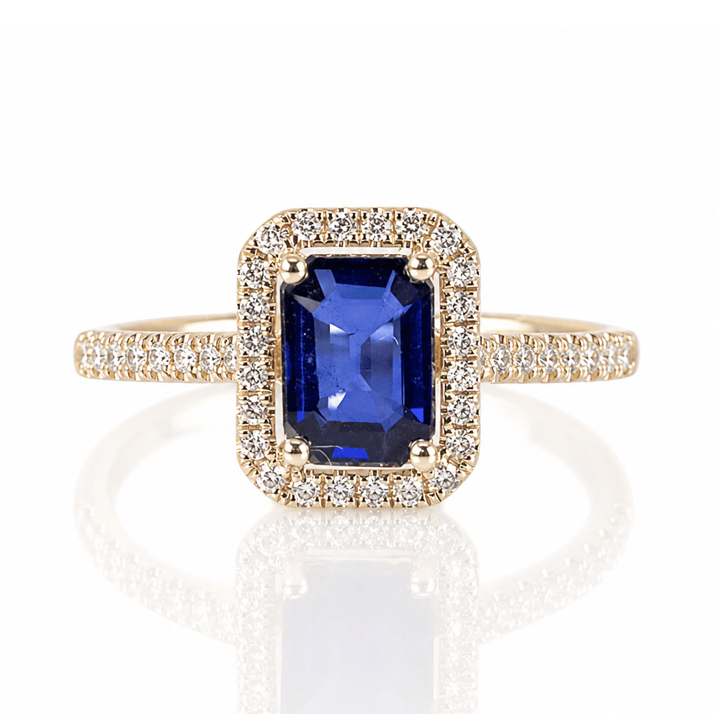 14K Yellow Gold Emerald-Cut Sapphire Diamond Halo Ring
Gold & Silver Pawn Shop
