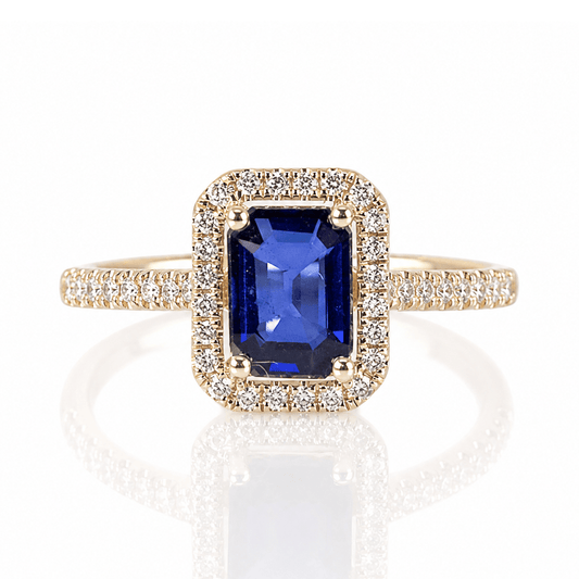 14K Yellow Gold Emerald-Cut Sapphire Diamond Halo Ring
Gold & Silver Pawn Shop