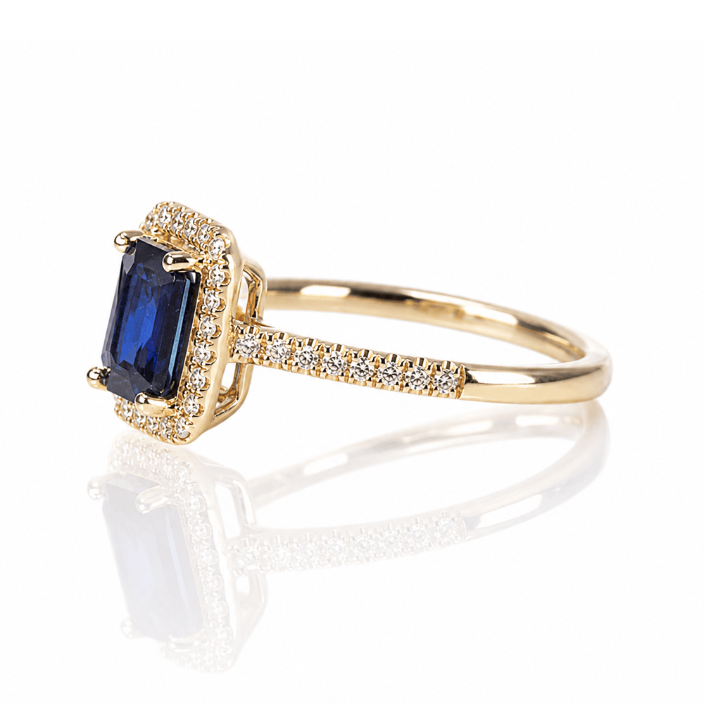 14K Yellow Gold Emerald-Cut Sapphire Diamond Halo Ring
Gold & Silver Pawn Shop