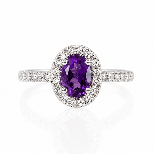 14K White Gold Amethyst & Diamond Halo Ring
Gold & Silver Pawn Shop
