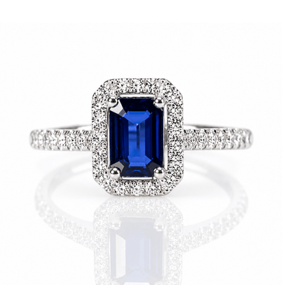 14K White Gold Emerald-Cut Sapphire Diamond Halo Ring
Gold & Silver Pawn Shop