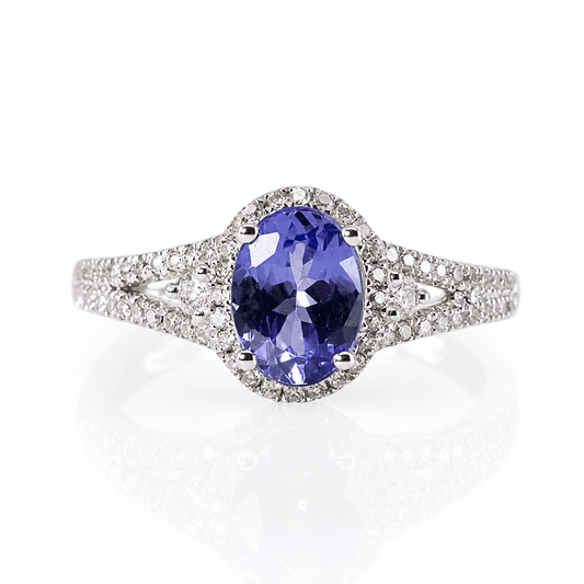 14K White Gold Tanzanite & Diamond Split Shank Halo Ring
Gold & Silver Pawn Shop