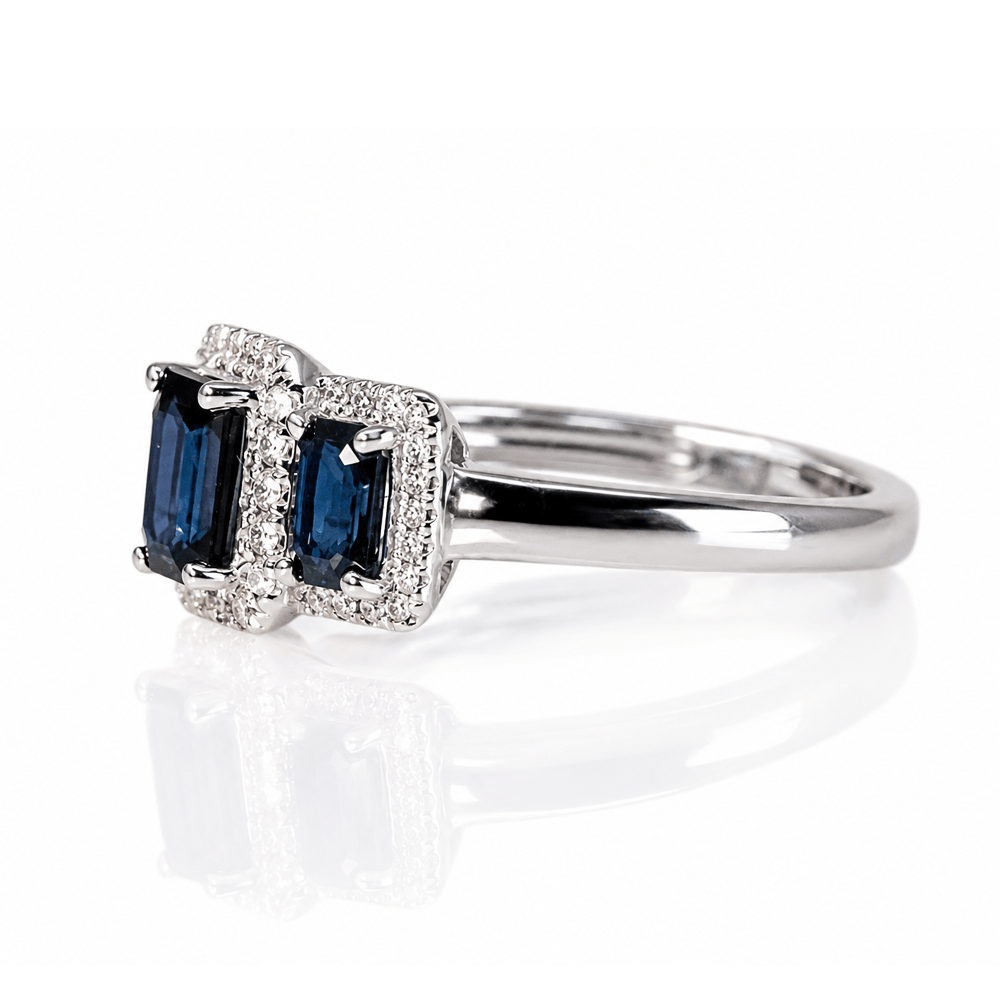 10K White Gold Sapphire Diamond Three-Stone Halo Ring
Gold & Silver Pawn Shop