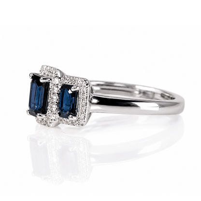10K White Gold Sapphire Diamond Three-Stone Halo Ring
Gold & Silver Pawn Shop