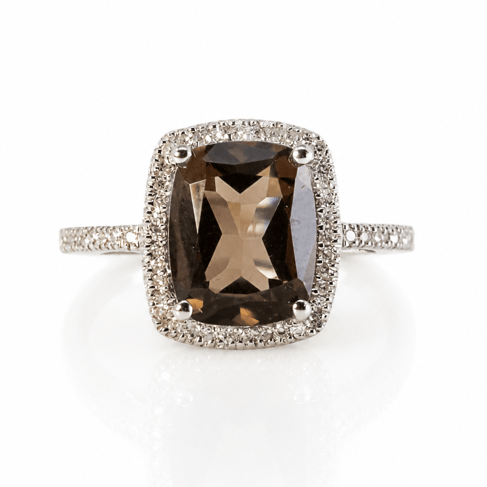 10K White Gold Smoky Quartz & Diamond Halo Ring
Gold & Silver Pawn Shop