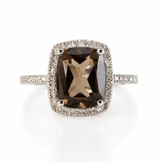 10K White Gold Smoky Quartz & Diamond Halo Ring
Gold & Silver Pawn Shop