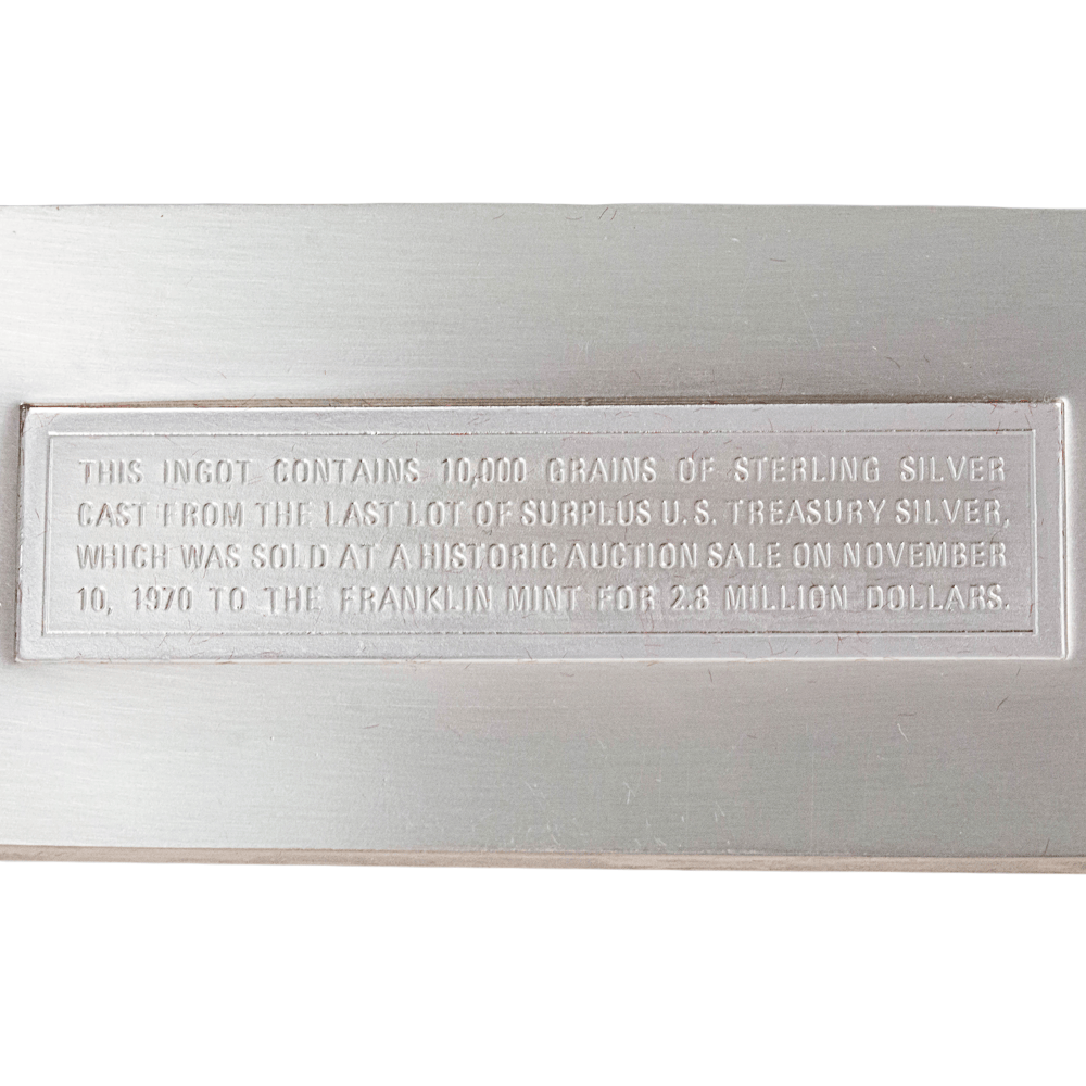 Franklin Mint 10,000 Grains Sterling Silver U.S. Treasury Commemorative Ingot
Gold & Silver Pawn Shop