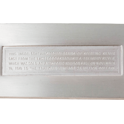 Franklin Mint 10,000 Grains Sterling Silver U.S. Treasury Commemorative Ingot
Gold & Silver Pawn Shop