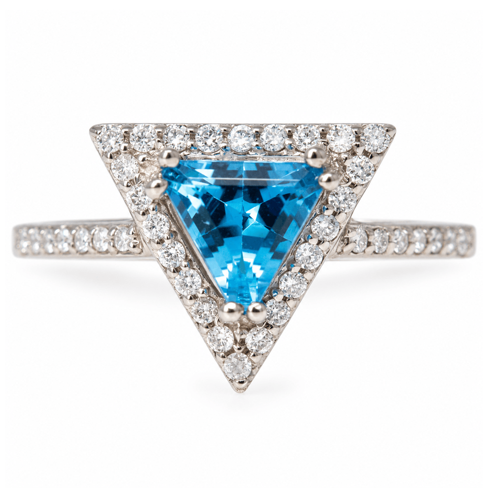 10K White Gold Trillion-Cut Blue Topaz & Diamond Halo Ring
Gold & Silver Pawn Shop